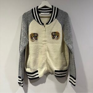 The Archives Women’s Gray and Cream Tiger Varsity sweater Jacket